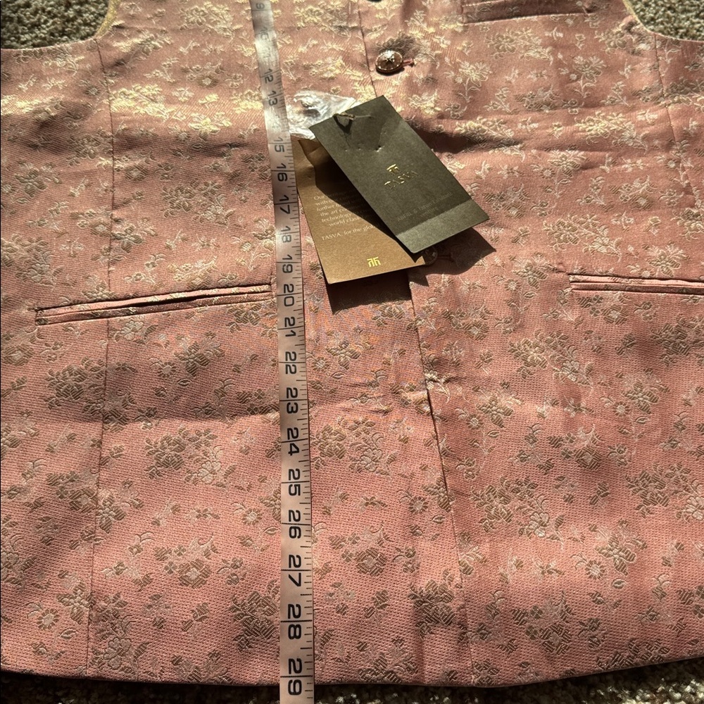 Tasva peach Indian traditional waistcoat bundi vest mens size L brand new - Picture 8 of 15